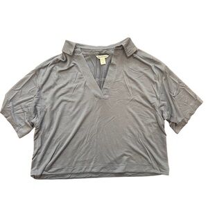 Athleta Oversized Westwood Blue draped Sweatshirt Collar Cropped Tee, size XS